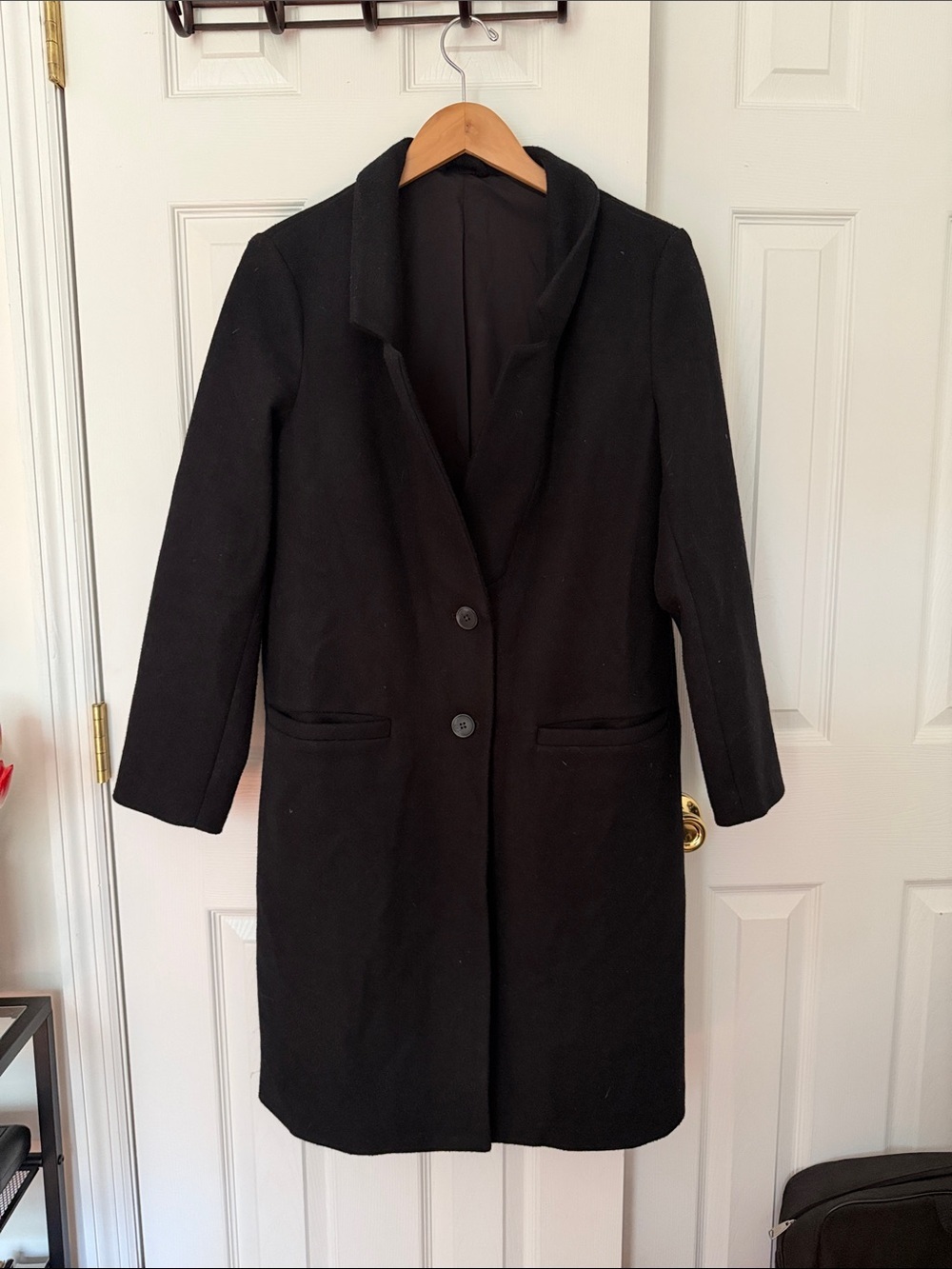 Old Navy Black Wool-Blend Oversized Overcoat | Women's Size M - Picture 2 of 8